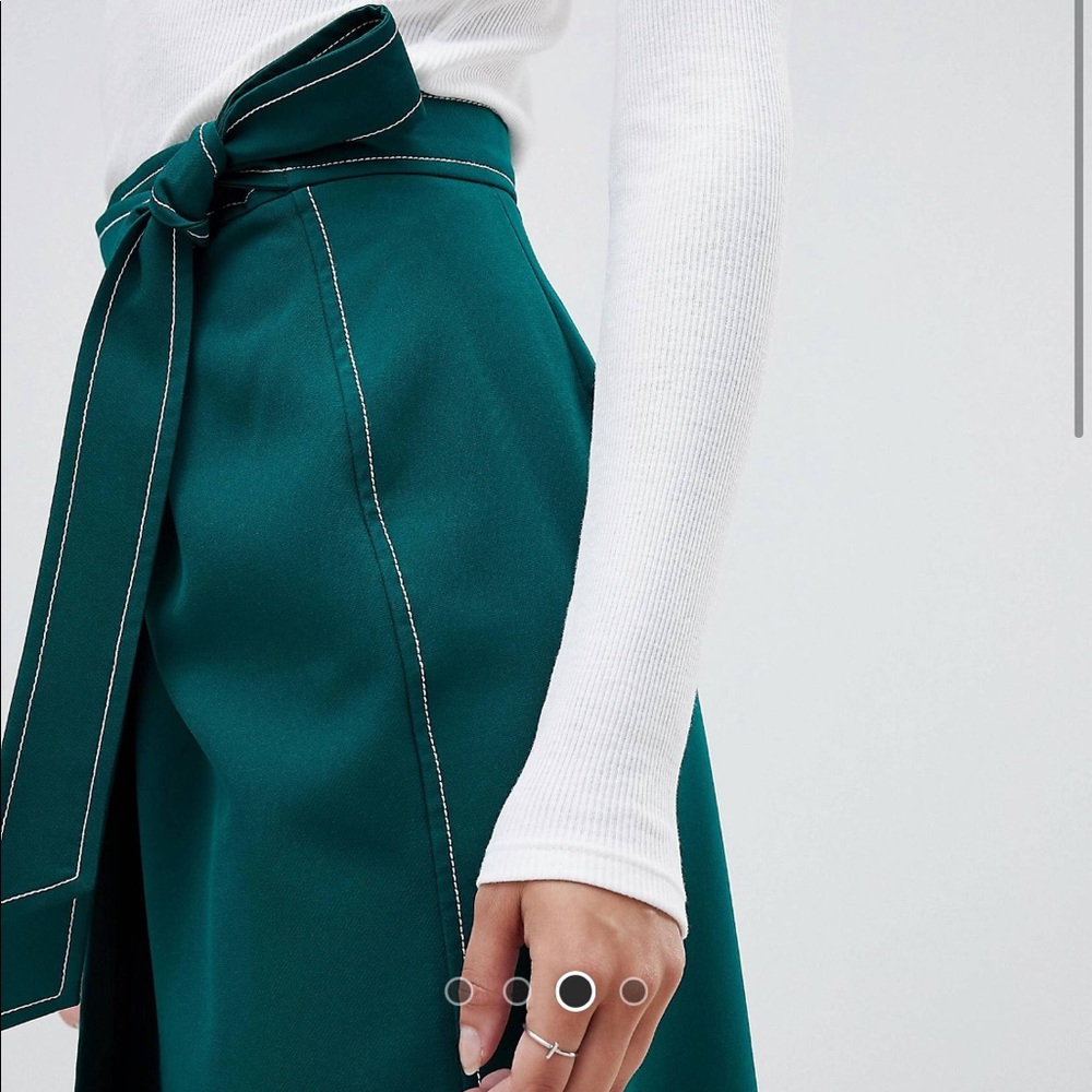 ASOS Midi Wrap Skirt with Topstitch